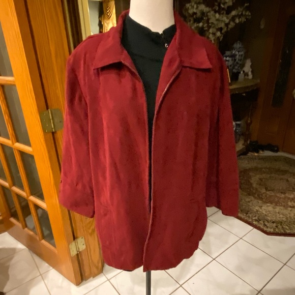 Faux suede jacket in wine color size 20W - Picture 1 of 8